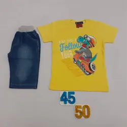 تیشرت شلوارک پسرانه طرح تمساح کد30538