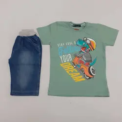 تیشرت شلوارک پسرانه طرح تمساح کد30538