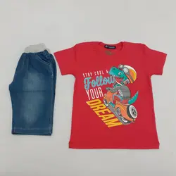 تیشرت شلوارک پسرانه طرح تمساح کد30538