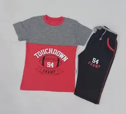 تیشرت شلوارک پسرانه راه راه04کد30633 - فروشگاه اینترنتی تی تی تک