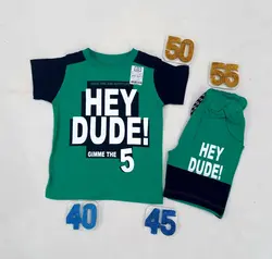 تیشرت شلوارک پسرانه طرح HEYکد30015 - فروشگاه اینترنتی تی تی تک