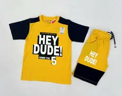 تیشرت شلوارک پسرانه طرح HEYکد30015 - فروشگاه اینترنتی تی تی تک