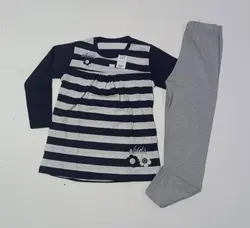 بلوز شلوار دخترانه راه راه گل کد30521 - فروشگاه اینترنتی تی تی تک