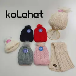 کلاه و شال گردن بچگانه داخل خز - عمده (KLT-2369) – کلاهت