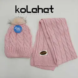 کلاه و شال گردن بچگانه داخل خز - عمده (KLT-2369) – کلاهت