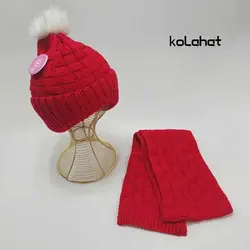 کلاه و شالگردن بافت بچگانه داخل خز (KLT-T2377) &ndash; کلاهت