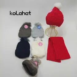 کلاه و شالگردن بافت بچگانه داخل خز (KLT-T2377) &ndash; کلاهت