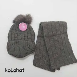 کلاه و شالگردن بافت بچگانه داخل خز (KLT-T2377) &ndash; کلاهت