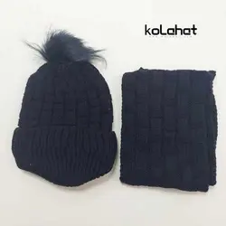 کلاه و شالگردن بافت بچگانه داخل خز (KLT-T2377) &ndash; کلاهت