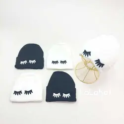 کلاه بافت مژه سفید مشکی - عمده (KLT-1754) – کلاهت
