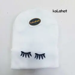 کلاه بافت مژه سفید مشکی - عمده (KLT-1754) – کلاهت