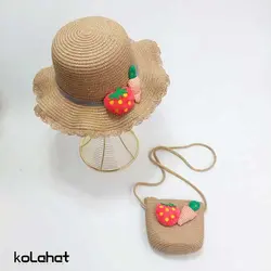 ست کیف و کلاه ساحلی طرح توت فرنگی - عمده (KLT-2825) &ndash; کلاهت