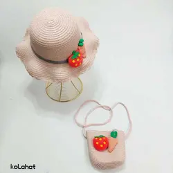 ست کیف و کلاه ساحلی طرح توت فرنگی - عمده (KLT-2825) &ndash; کلاهت