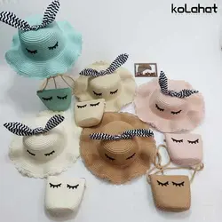 ست کیف و کلاه ساحلی طرح مژه - عمده (KLT-2821) &ndash; کلاهت
