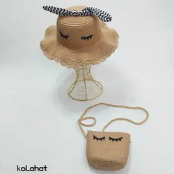 ست کیف و کلاه ساحلی طرح مژه - عمده (KLT-2821) &ndash; کلاهت