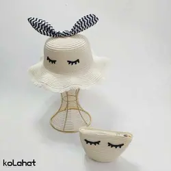 ست کیف و کلاه ساحلی طرح مژه - عمده (KLT-2821) &ndash; کلاهت