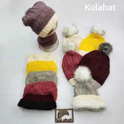 کلاه شالگردن شیطونی بافت لبه رنگی - عمده (KLT-3370) – کلاهت
