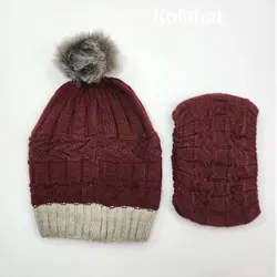 کلاه شالگردن شیطونی بافت لبه رنگی - عمده (KLT-3370) – کلاهت