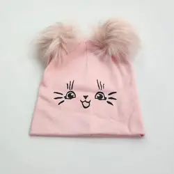 کلاه تریکو طرح گربه دو پوم (KLT-T3458) &ndash; کلاهت