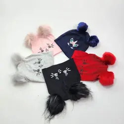 کلاه تریکو طرح گربه دو پوم (KLT-T3458) &ndash; کلاهت