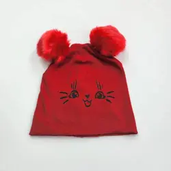 کلاه تریکو طرح گربه دو پوم (KLT-T3458) &ndash; کلاهت