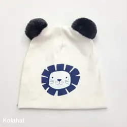 کلاه تریکو بچگانه دو پوم چاپی - عمده (KLT-3477) &ndash; کلاهت