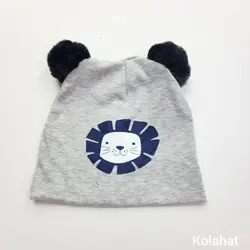 کلاه تریکو بچگانه دو پوم چاپی - عمده (KLT-3477) &ndash; کلاهت