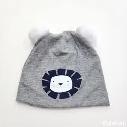 کلاه تریکو بچگانه دو پوم چاپی - عمده (KLT-3477) &ndash; کلاهت