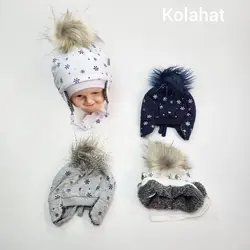 کلاه بچگانه تریکو داخل خز طرح برفی (KLT-T3482) &ndash; کلاهت