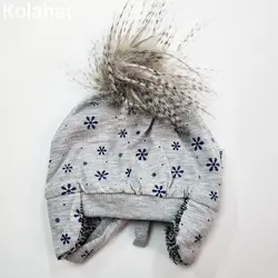 کلاه بچگانه تریکو داخل خز طرح برفی (KLT-T3482) &ndash; کلاهت