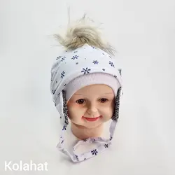 کلاه بچگانه تریکو داخل خز طرح برفی (KLT-T3482) &ndash; کلاهت