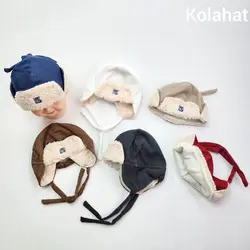 کلاه خلبانی بچگانه مخمل کبریتی - عمده (KLT-3471)