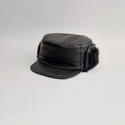 کلاه شکاری چرم مشکی خزدار عمده ( KLT-O149 ) – کلاهت