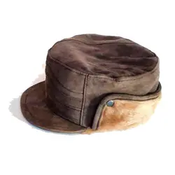 کلاه شکاری چرم قهوه ای خزدار ( KLT-T73 ) &ndash; فروشگاه کلاهت