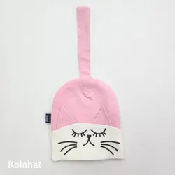 کلاه تریکوی نوزادی طرح گربه - عمده (KLT-3547)