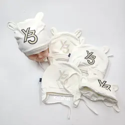 کلاه تریکوی سفید نوزادی طرح Y3 - عمده (KLT-3566)
