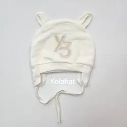 کلاه تریکوی سفید نوزادی طرح Y3 - عمده (KLT-3566)
