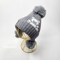 کلاه پوم دار خرسی مارک چرمی - عمده (KLT-3594)