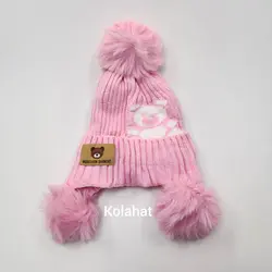 کلاه پوم دار خرسی مارک چرمی - عمده (KLT-3594)