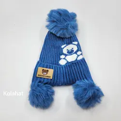کلاه پوم دار خرسی مارک چرمی - عمده (KLT-3594)