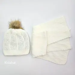 کلاه و شال گردن پسرانه پوم دار - عمده (KLT-3633)