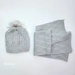 کلاه و شال گردن پسرانه پوم دار - عمده (KLT-3633)