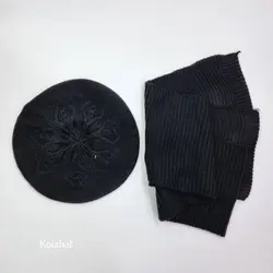 کلاه بافت فرانسوی و شال گردن زنانه - عمده (KLT-3673)