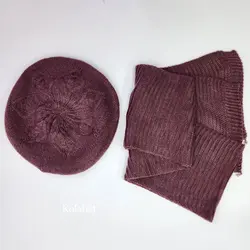 کلاه بافت فرانسوی و شال گردن زنانه - عمده (KLT-3673)