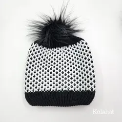 کلاه بافت داخل خز طرح حصیری - عمده (KLT-3656)