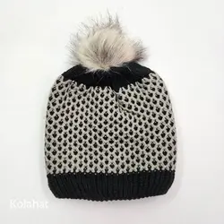 کلاه بافت داخل خز طرح حصیری - عمده (KLT-3656)