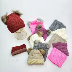 کلاه و شال رینگی داخل خز دخترانه - عمده (KLT-3640)