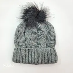کلاه بافت دخترانه پوم دار - عمده (KLT-3659)