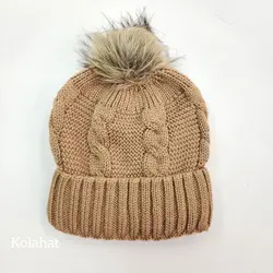 کلاه بافت دخترانه پوم دار - عمده (KLT-3659)