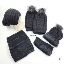 کلاه و شال مشکی رینگی زنانه - عمده (KLT-3690)